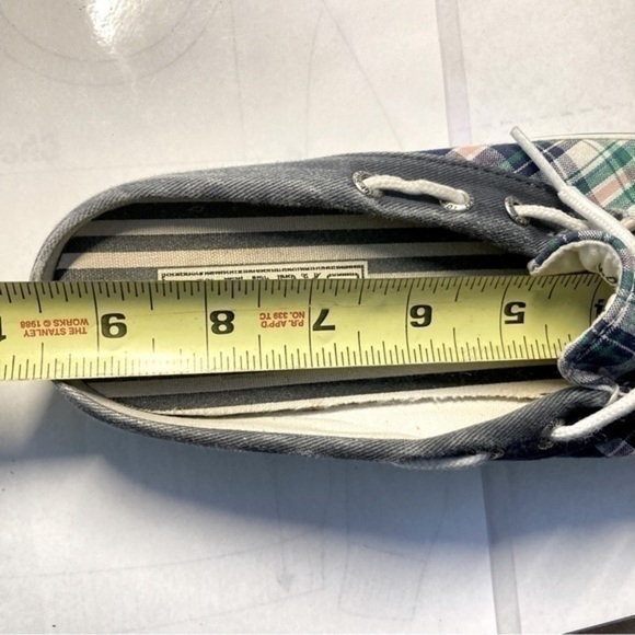 Sperry Top Sider Mules Womens Size 7.5 Green Blue Plaid Open Back Slides Shoes - Picture 10 of 11